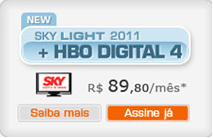 New Sky light HBO 2011 com 108 canais para 1TV